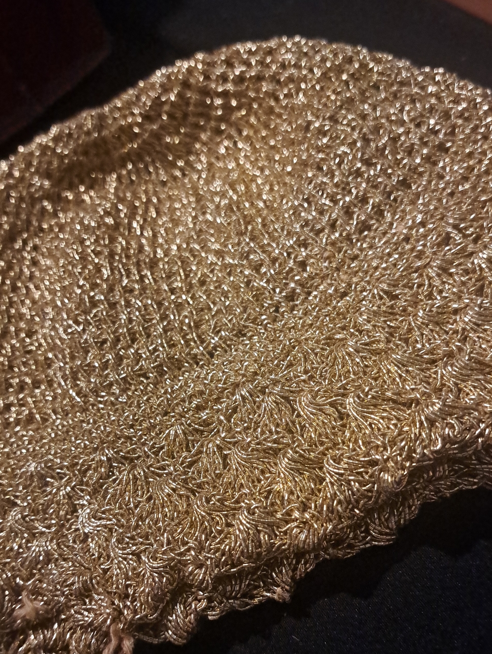 Gold Metallic Vintage Crochet Hat